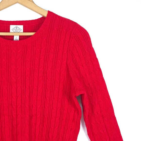 ST JOHNS BAY Chunky Cable Knit Sweater Women Large Nylon Classic NormCore Preppy - Picture 9 of 15